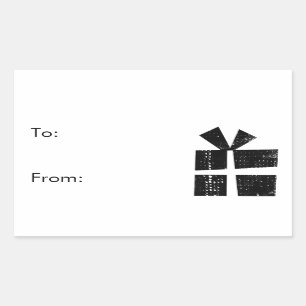 Schwarzweiss-Geschenkumbauten Rechteckiger Aufkleber