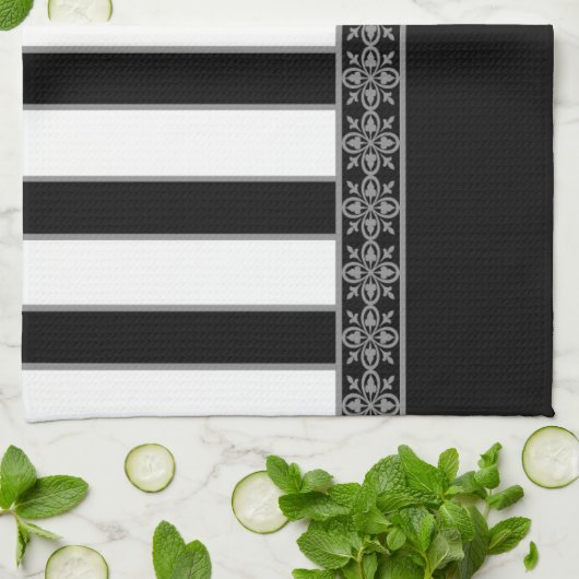 Schwarzweiß Geschirrtuch (Gefaltet)