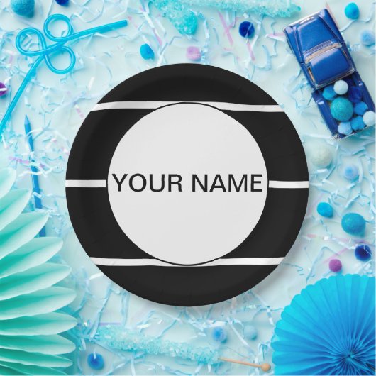 Schwarzweiß gestreift pappteller (Party)