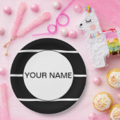 Schwarzweiß gestreift pappteller (Party)