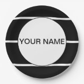 Schwarzweiß gestreift pappteller (Vorderseite)