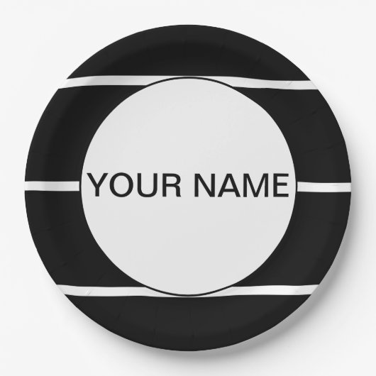 Schwarzweiß gestreift pappteller (Vorderseite)