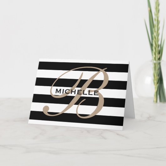 Schwarzweiß gestreifte, klassische Monogramm-Mitte (Vorderseite)