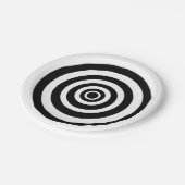 Schwarzweiß gestreiftes Halloween-Party Pappteller (Schrägansicht)