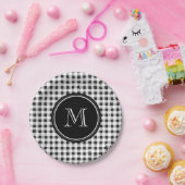 Schwarzweiss-Gingham, Ihr Monogramm Pappteller (Party)