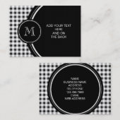 Schwarzweiss-Gingham, Ihr Monogramm Visitenkarte (Vorne/Hinten)