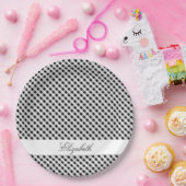 Schwarzweiss-Gingham-Karo-kariertes Muster Pappteller (Party)