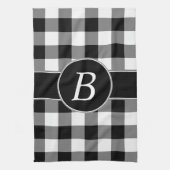 Schwarzweiss-Gingham-Monogramm-Geschirrtuch Geschirrtuch (Vertikal)