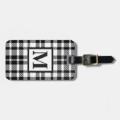 Schwarzweiss-Gingham-Muster Gepäckanhänger (Vorderseite horizontal)