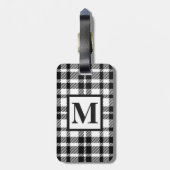 Schwarzweiss-Gingham-Muster Gepäckanhänger (Rückseite vertikal)