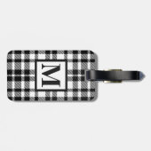 Schwarzweiss-Gingham-Muster Gepäckanhänger (Rückseite horizontal)