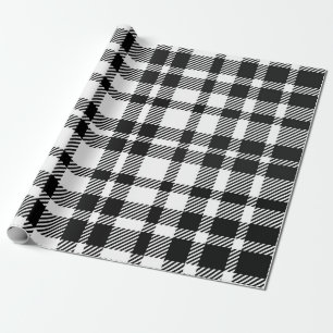 Schwarzweiss-Gingham-Muster Geschenkpapier
