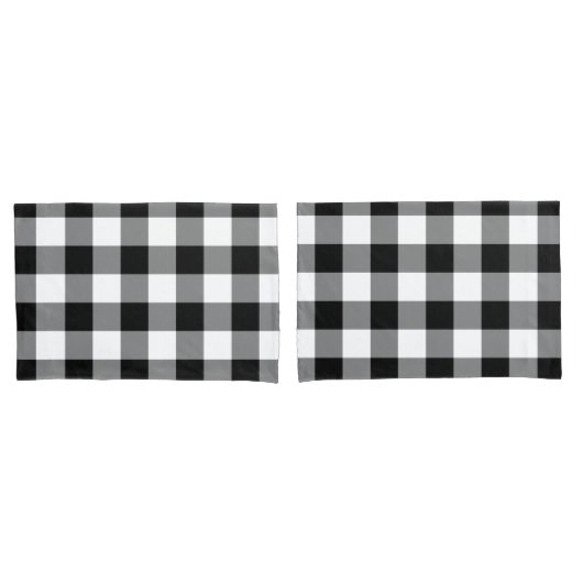Schwarzweiss-Gingham-Muster Kissenbezug (Vorderseite-Set)