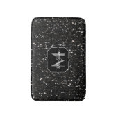 Schwarzweiß glänzende Glitzer Glitzern Monogram Badematte (Vorderseite Vertikal)