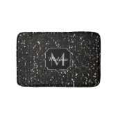 Schwarzweiß glänzende Glitzer Glitzern Monogram Badematte (Vorderseite)