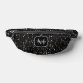 Schwarzweiß glänzende Glitzer Glitzern Monogram Bauchtasche (Ablage )