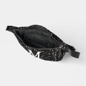 Schwarzweiß glänzende Glitzer Glitzern Monogram Bauchtasche (Offen)