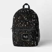 Schwarzweiß glänzende Glitzer Glitzern Monogram Bedruckter Rucksack (Vorderseite)