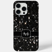 Schwarzweiß glänzende Glitzer Glitzern Monogram Case-Mate iPhone Hülle (Rückseite)