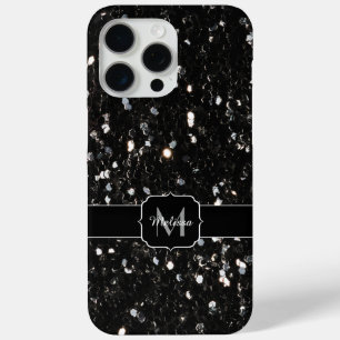 Schwarzweiß glänzende Glitzer Glitzern Monogram Case-Mate iPhone Hülle