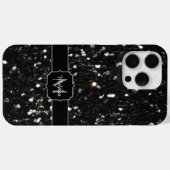 Schwarzweiß glänzende Glitzer Glitzern Monogram Case-Mate iPhone Hülle (Rückseite (Horizontal))