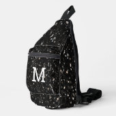 Schwarzweiß glänzende Glitzer Glitzern Monogram Crossbody Bag (Rechte Ecke)