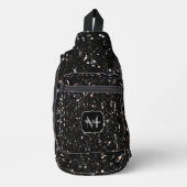 Schwarzweiß glänzende Glitzer Glitzern Monogram Crossbody Bag (Vorderseite)