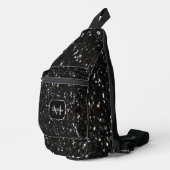Schwarzweiß glänzende Glitzer Glitzern Monogram Crossbody Bag (Rechte Ecke)