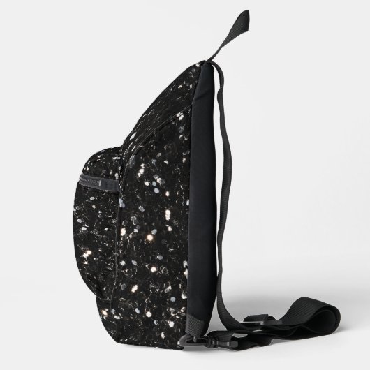 Schwarzweiß glänzende Glitzer Glitzern Monogram Crossbody Bag (Rechts)