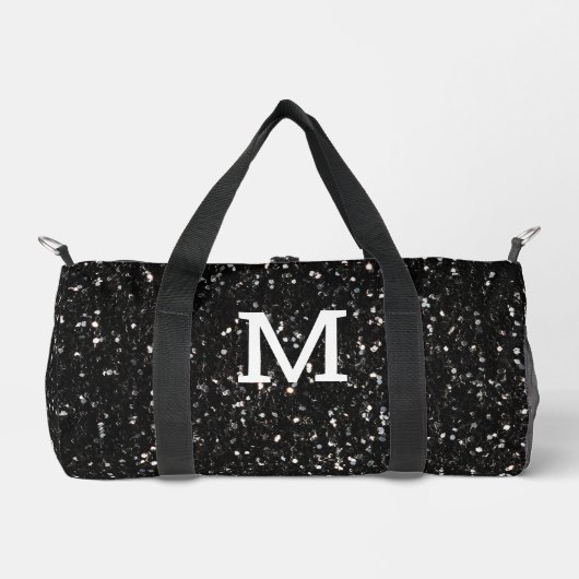 Schwarzweiß glänzende Glitzer Glitzern Monogram Duffle Bag (Vorderseite)
