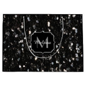 Schwarzweiß glänzende Glitzer Glitzern Monogram Große Geschenktüte (Vorderseite)