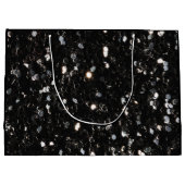 Schwarzweiß glänzende Glitzer Glitzern Monogram Große Geschenktüte (Rückseite)