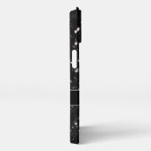 Schwarzweiß glänzende Glitzer Glitzern Monogram iPhone Hülle (Rechte Seite)