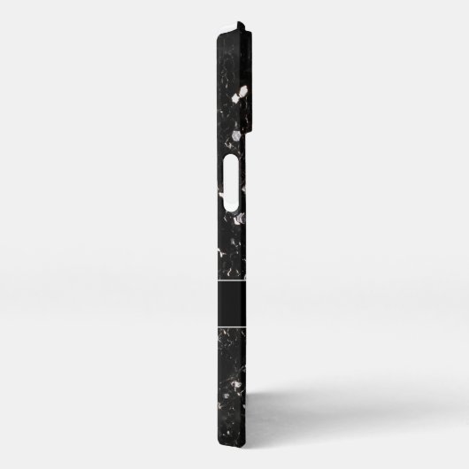 Schwarzweiß glänzende Glitzer Glitzern Monogram iPhone Hülle (Rechte Seite)