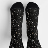 Schwarzweiß glänzende Glitzer Glitzern Monogram Socken (Oben)