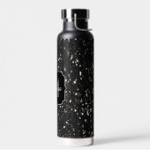 Schwarzweiß glänzende Glitzer Glitzern Monogram Trinkflasche (Links)