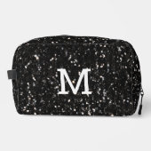 Schwarzweiß glänzende Glitzer Glitzern Monogram Waschbeutel (Vorderseite)