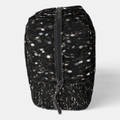 Schwarzweiß glänzende Glitzer Glitzern Monogram Waschbeutel (Rechts)
