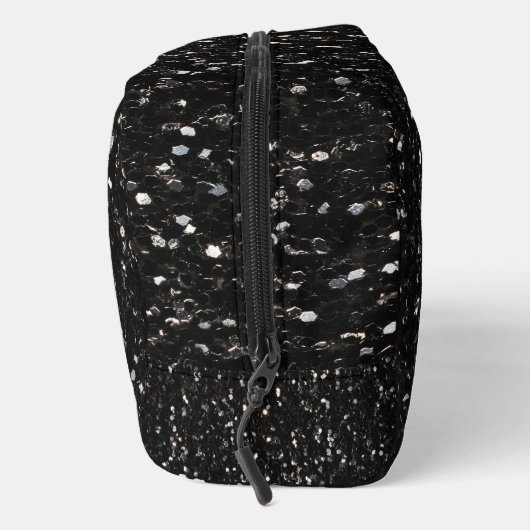 Schwarzweiß glänzende Glitzer Glitzern Monogram Waschbeutel (Rechts)