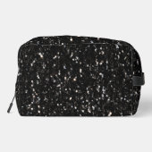Schwarzweiß glänzende Glitzer Glitzern Monogram Waschbeutel (Rückseite)