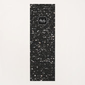 Schwarzweiß glänzende Glitzer Glitzern Monogram Yogamatte (Vorderseite)