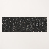Schwarzweiß glänzende Glitzer Glitzern Monogram Yogamatte (Vorderseite (Horizontal))