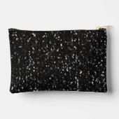 Schwarzweiß glänzende Glitzer Glitzern Monogram Zubehörtasche (Rückseite)