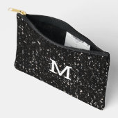 Schwarzweiß glänzende Glitzer Glitzern Monogram Zubehörtasche (Offen)