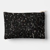 Schwarzweiß glänzende Glitzer Glitzern Monogram Zubehörtasche (Rückseite)