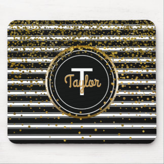 Schwarzweiss-GoldzauberConfetti der Streifen-| Mousepad