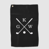 Schwarzweiss-Golfclub-Monogramm Golfhandtuch (Vorderseite)