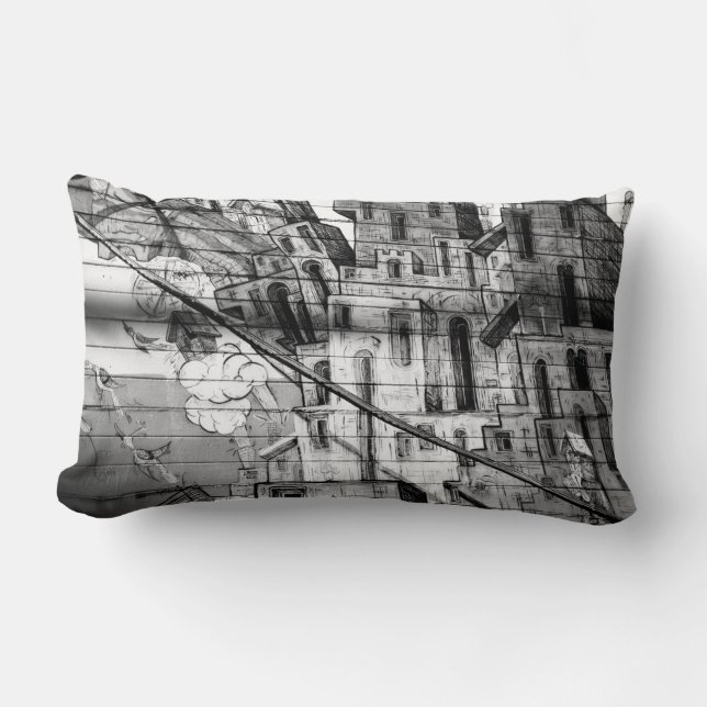 Schwarzweiss-Graffiti in San Francisco Lendenkissen (Vorderseite)
