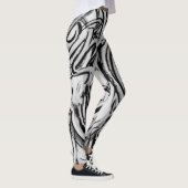 Schwarzweiss-Graffiti-Leggings Leggings (Rechts)