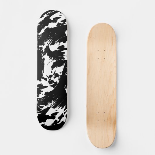 Schwarzweiß-Graffiti-Spritzer Skate Deck Skateboard (Vorderseite)